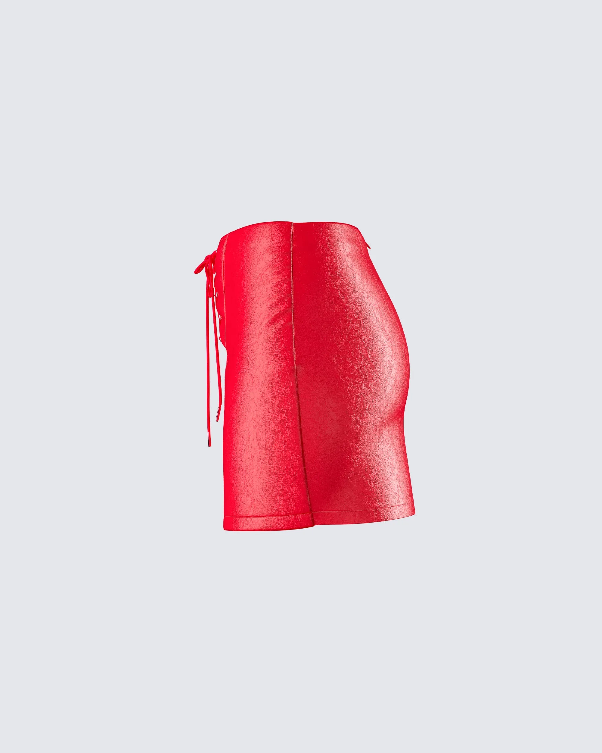 Lasita Red Vegan Leather Mini Skirt sold by Finesse product image thumbnail 2