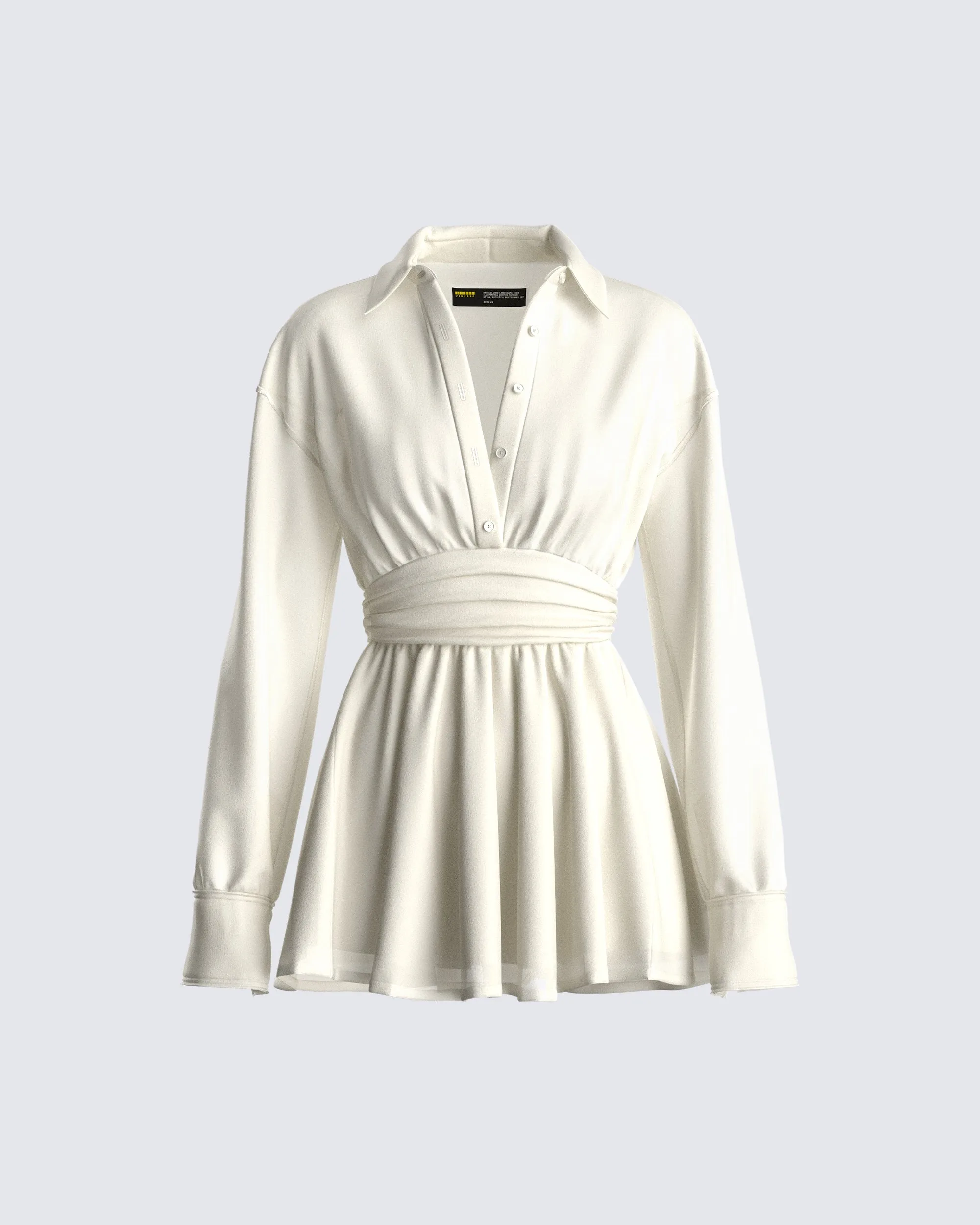 Amara Ivory Mini Shirt Dress sold by Finesse