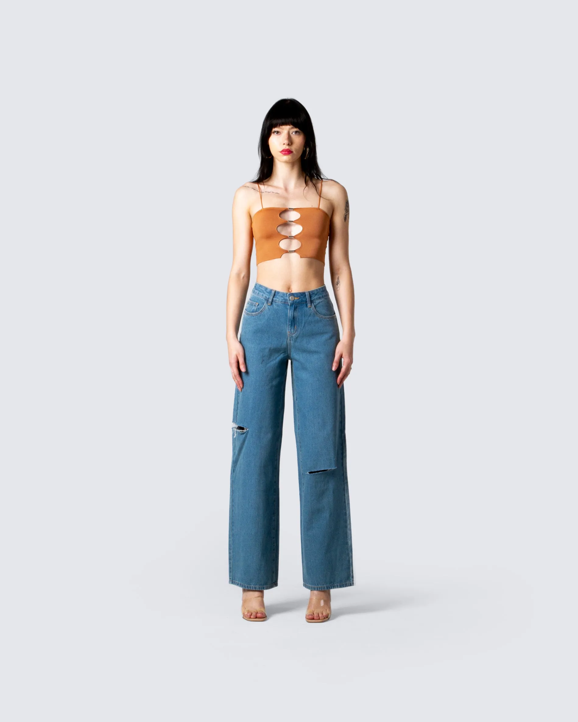 Nena Wide Leg Blue Jeans sold by Finesse product image thumbnail 4