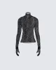 Shia Black Lace Top and Gloves sold by Finesse