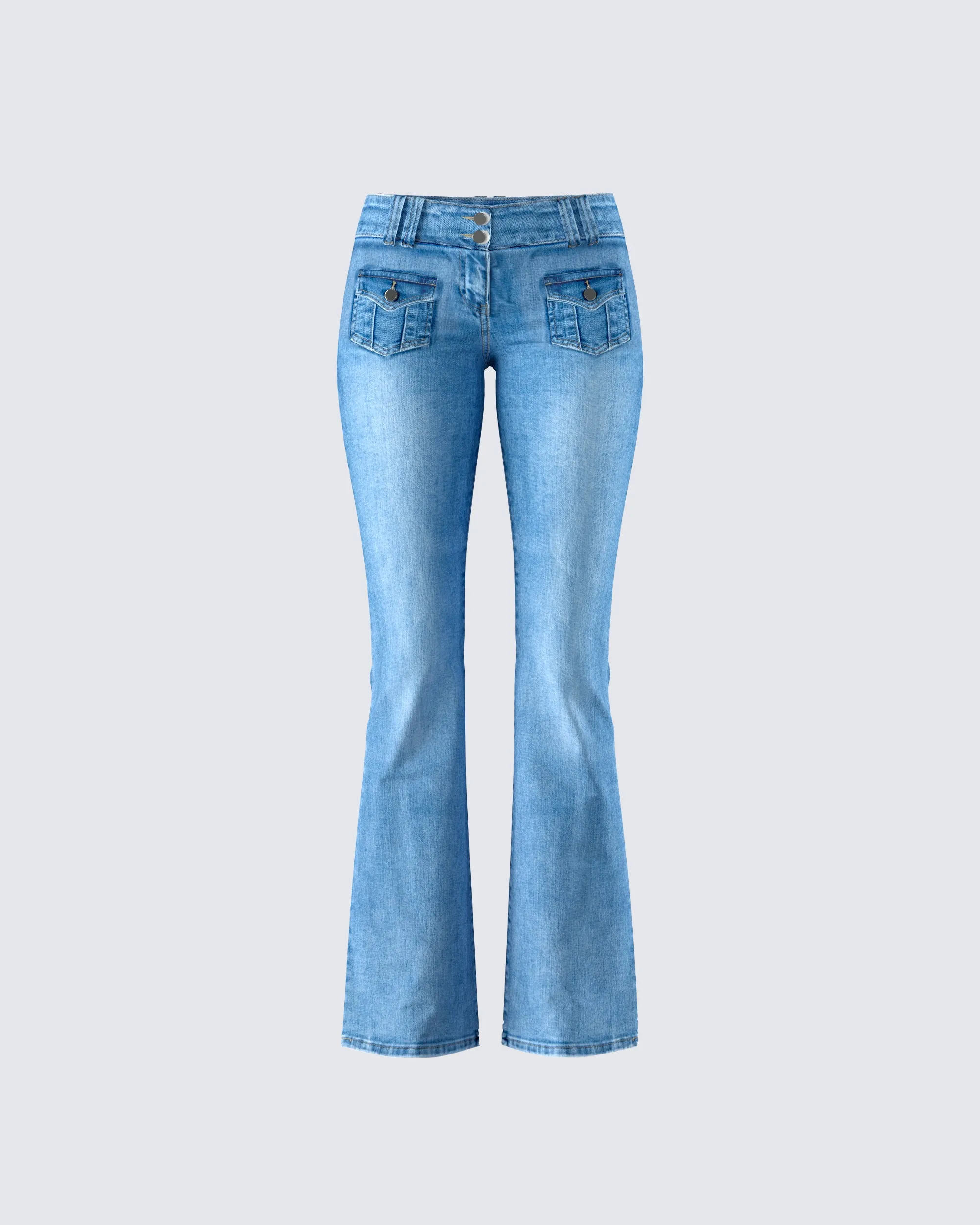 Bri Blue Denim Patch Pocket Jean sold by Finesse