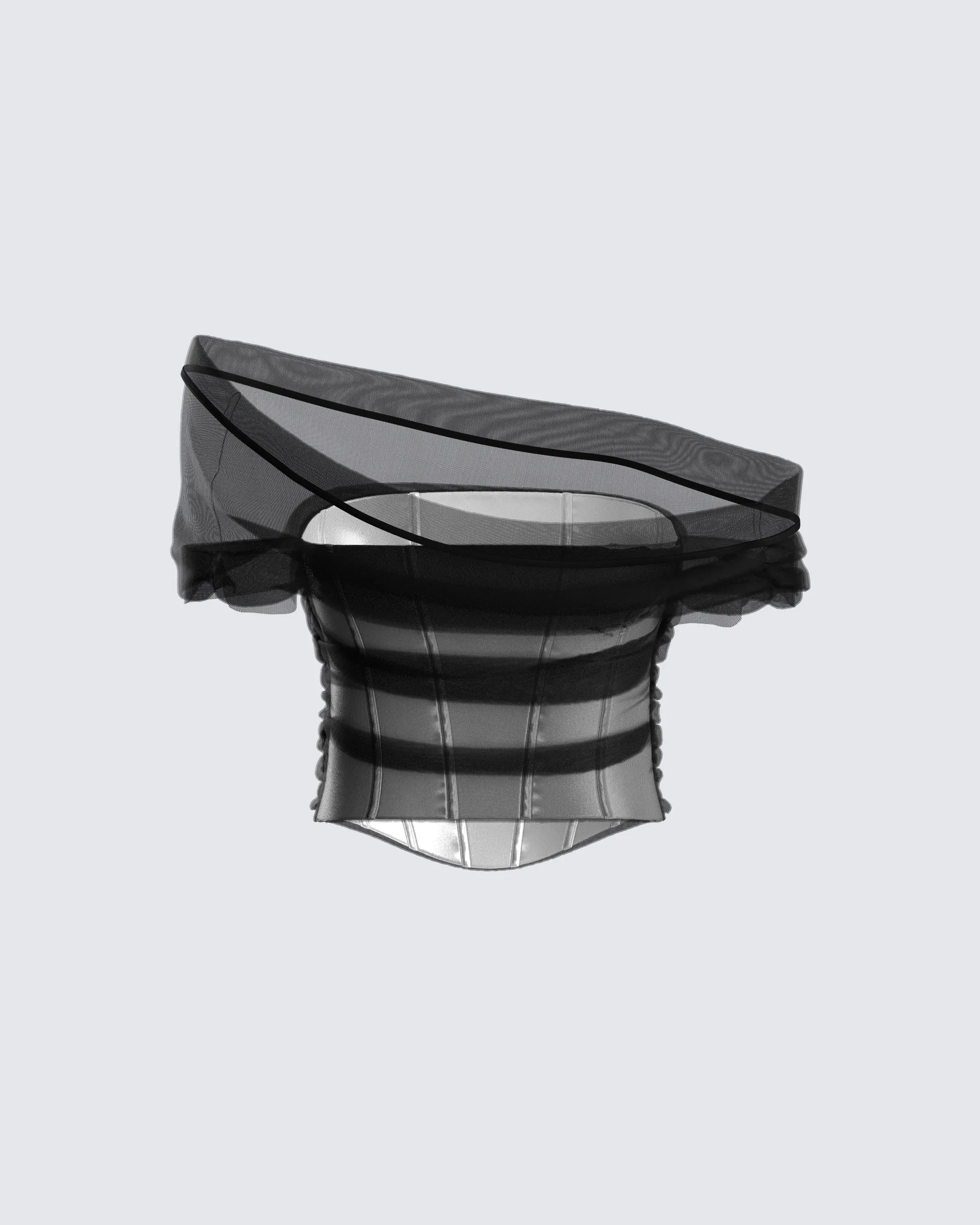 Baer Black Tulle Off Shoulder Top sold by Finesse product image thumbnail 3