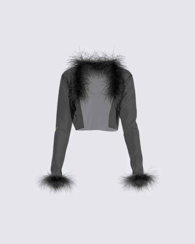 Dita Black Feather Jacket sold by Finesse