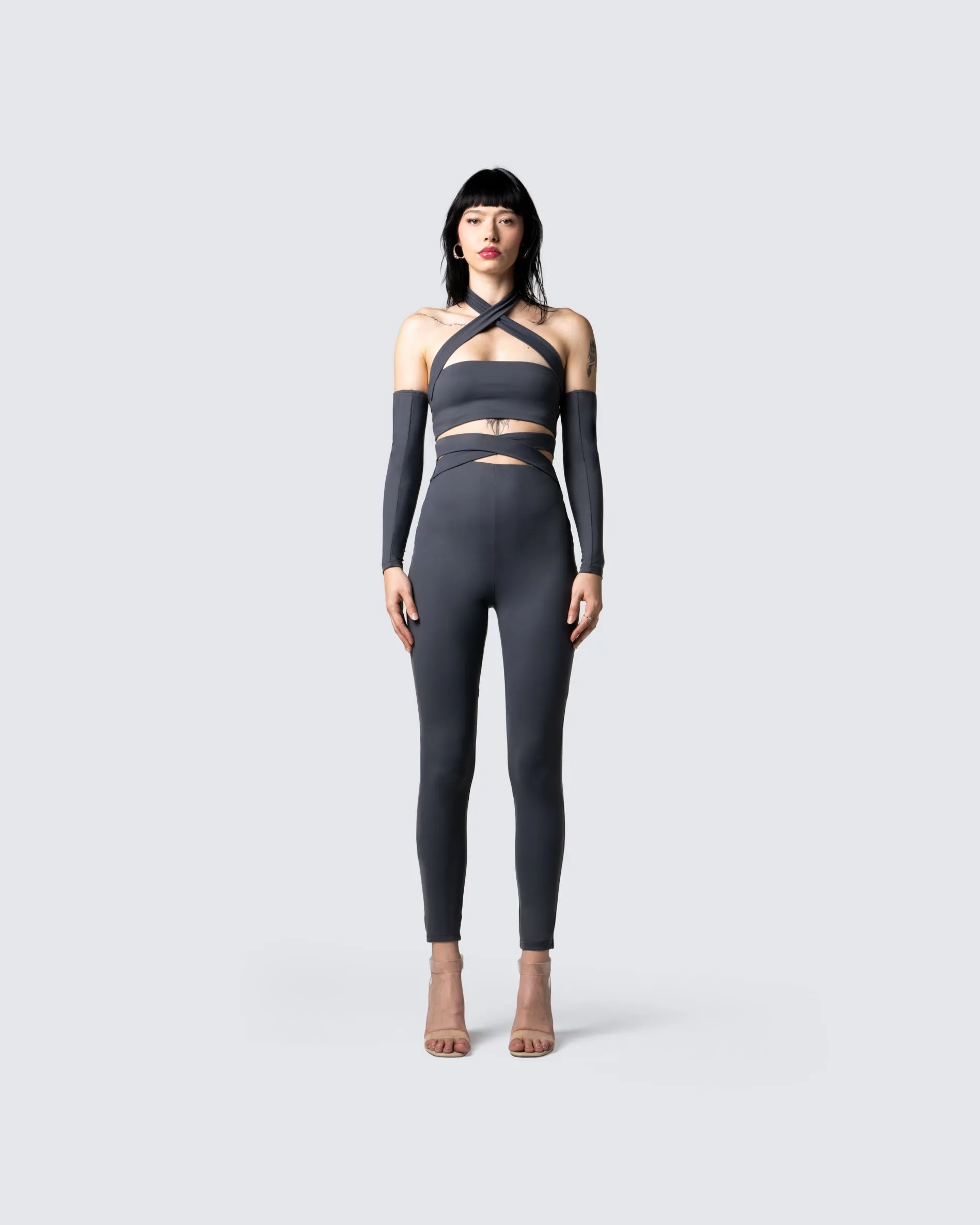 Jules Charcoal Cropped Top & Sleeves sold by Finesse product image thumbnail 4