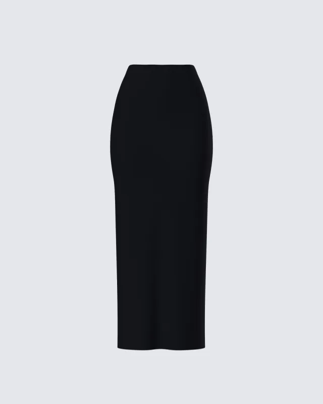 Angela Black Jersey Maxi Skirt sold by Finesse