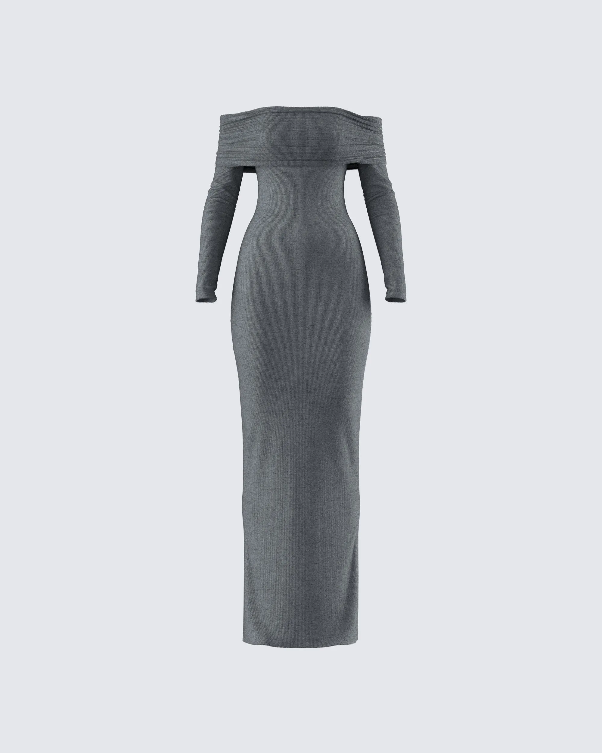 Kyan Charcoal Off Shoulder Maxi Dress sold by Finesse