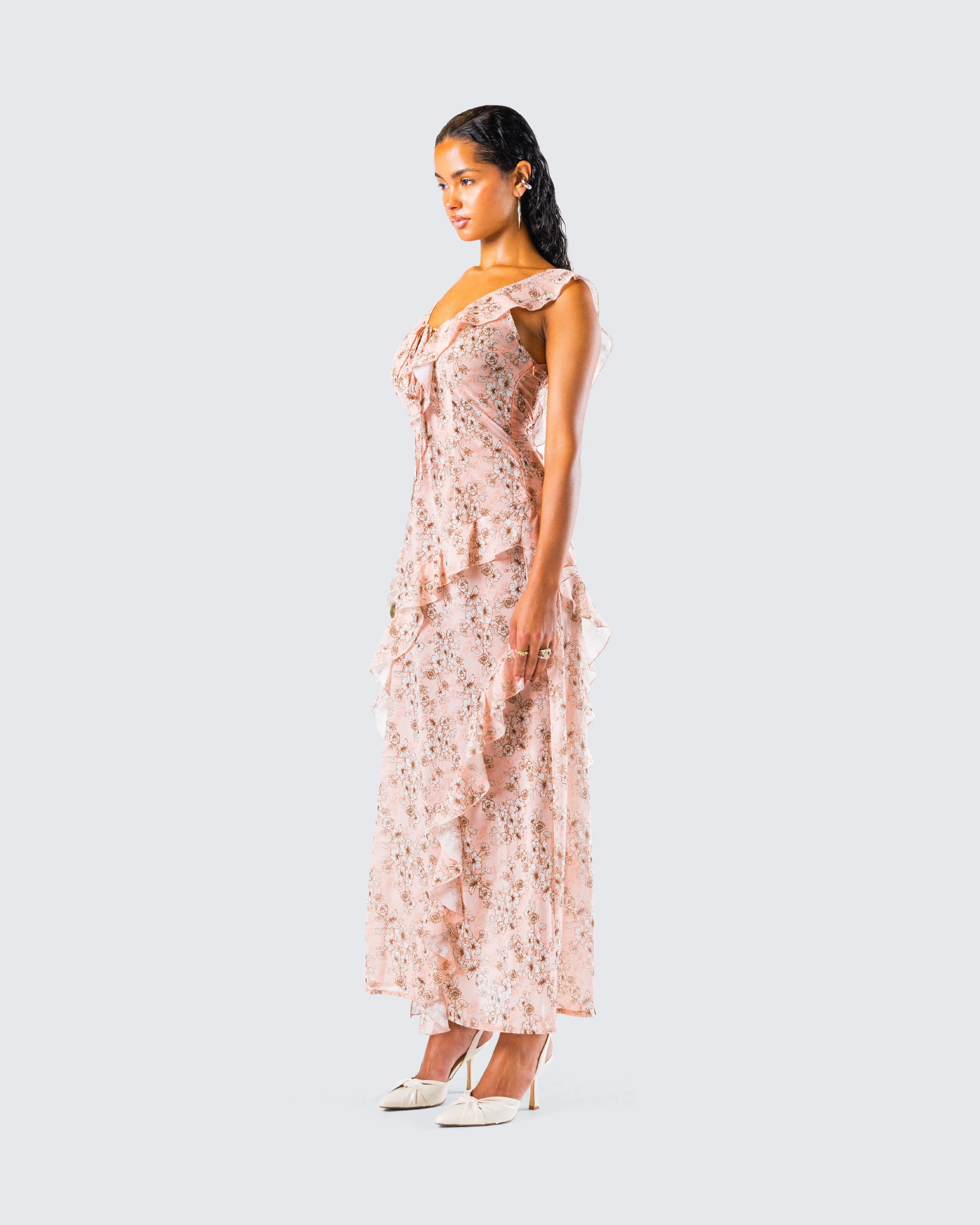 Leonie Peach Floral Maxi Dress sold by Finesse product image thumbnail 5