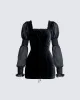 Anja Black Velvet Mini Dress sold by Finesse