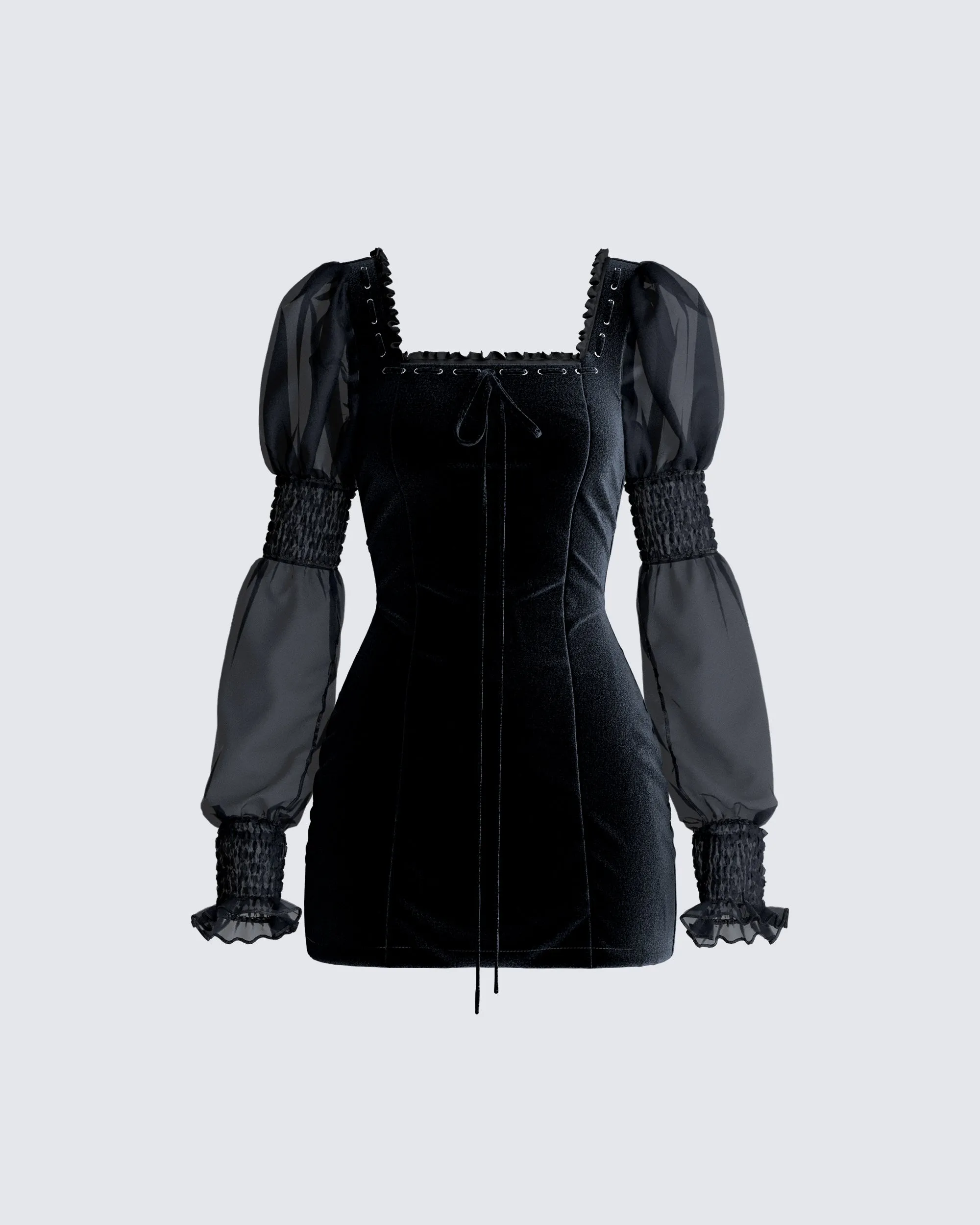 Anja Black Velvet Mini Dress sold by Finesse