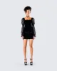 Anja Black Velvet Mini Dress sold by Finesse
