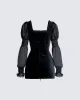 Anja Black Velvet Mini Dress sold by Finesse