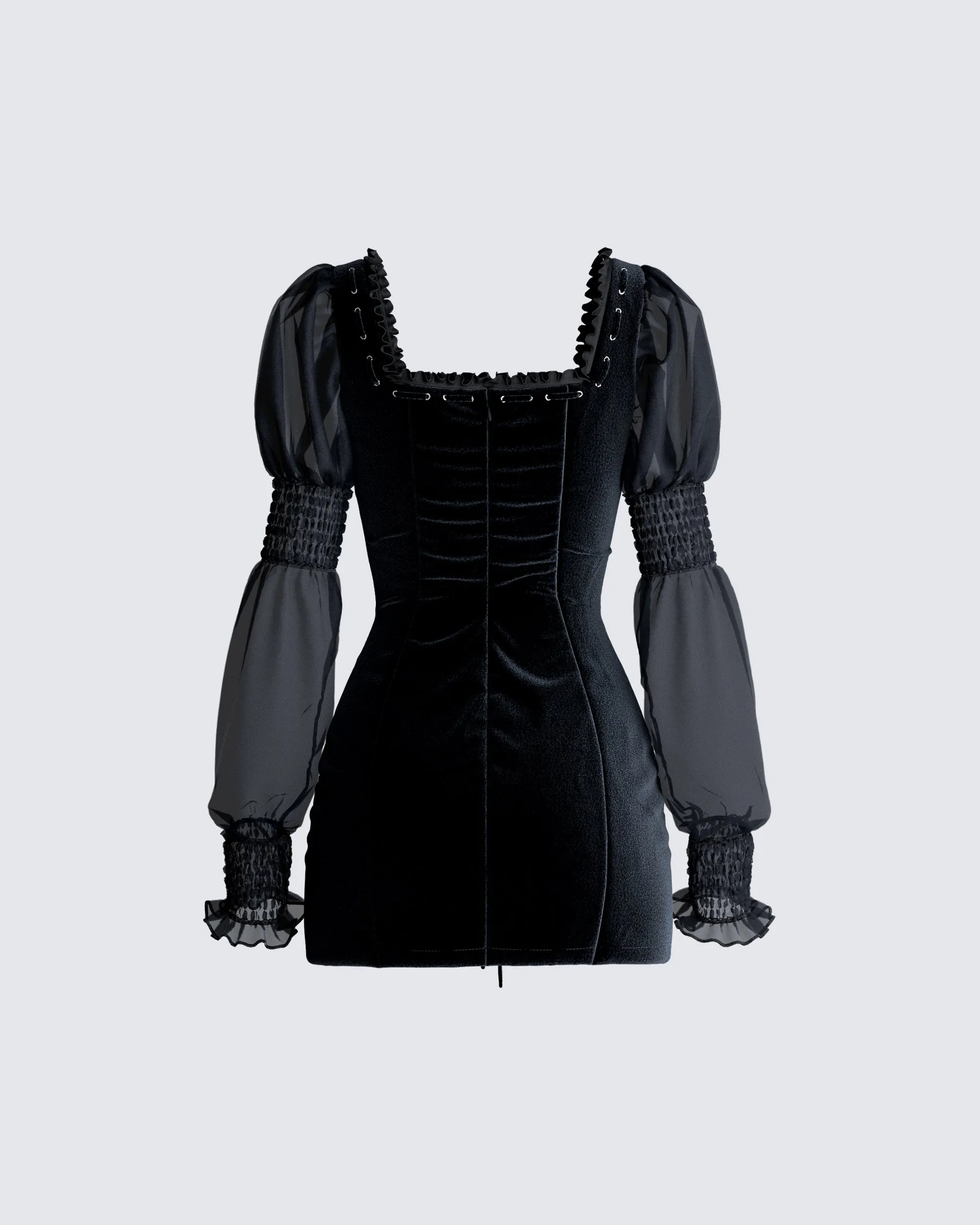 Anja Black Velvet Mini Dress sold by Finesse product image thumbnail 3