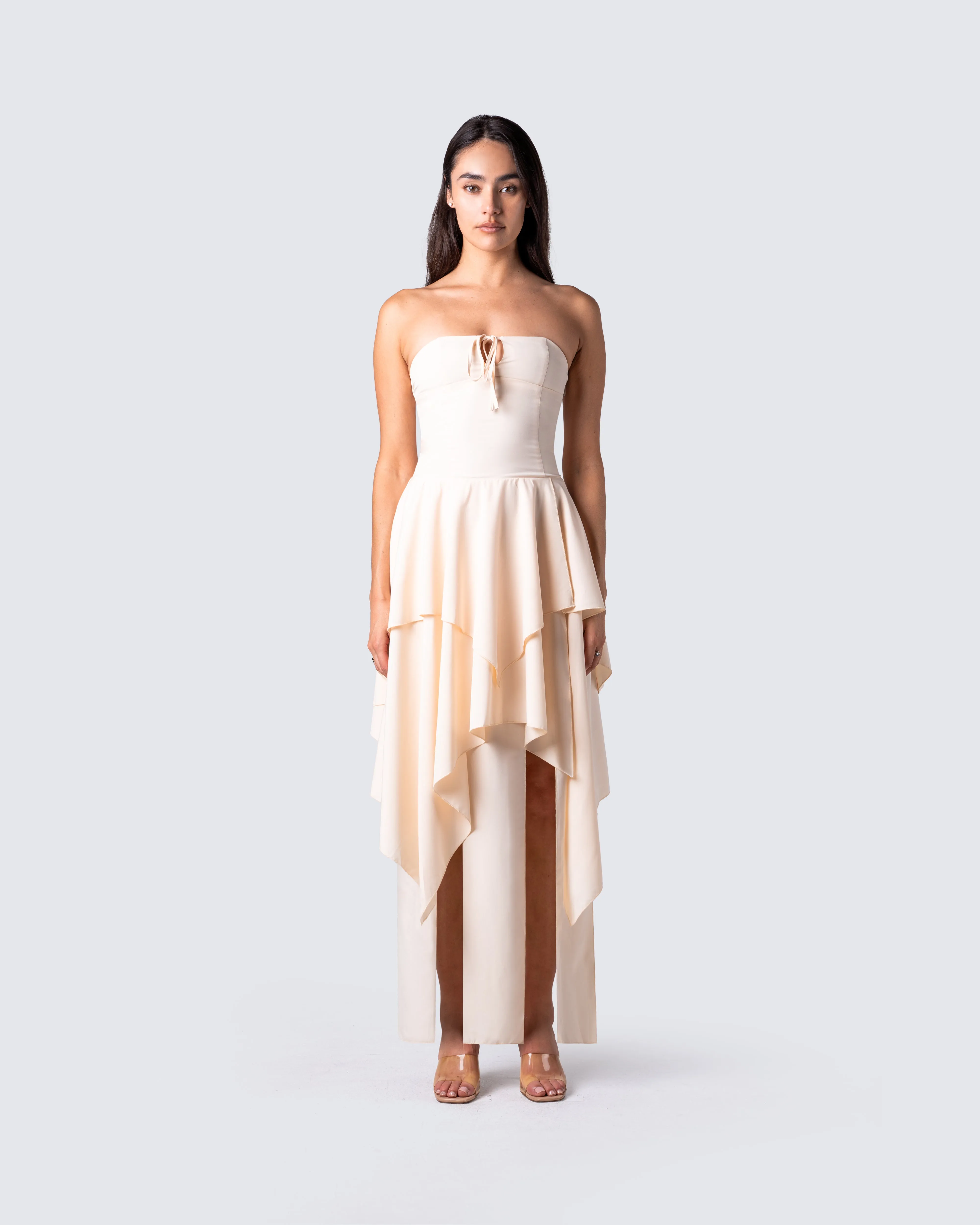 Violette Ivory Layered Maxi Dress sold by Finesse product image thumbnail 4