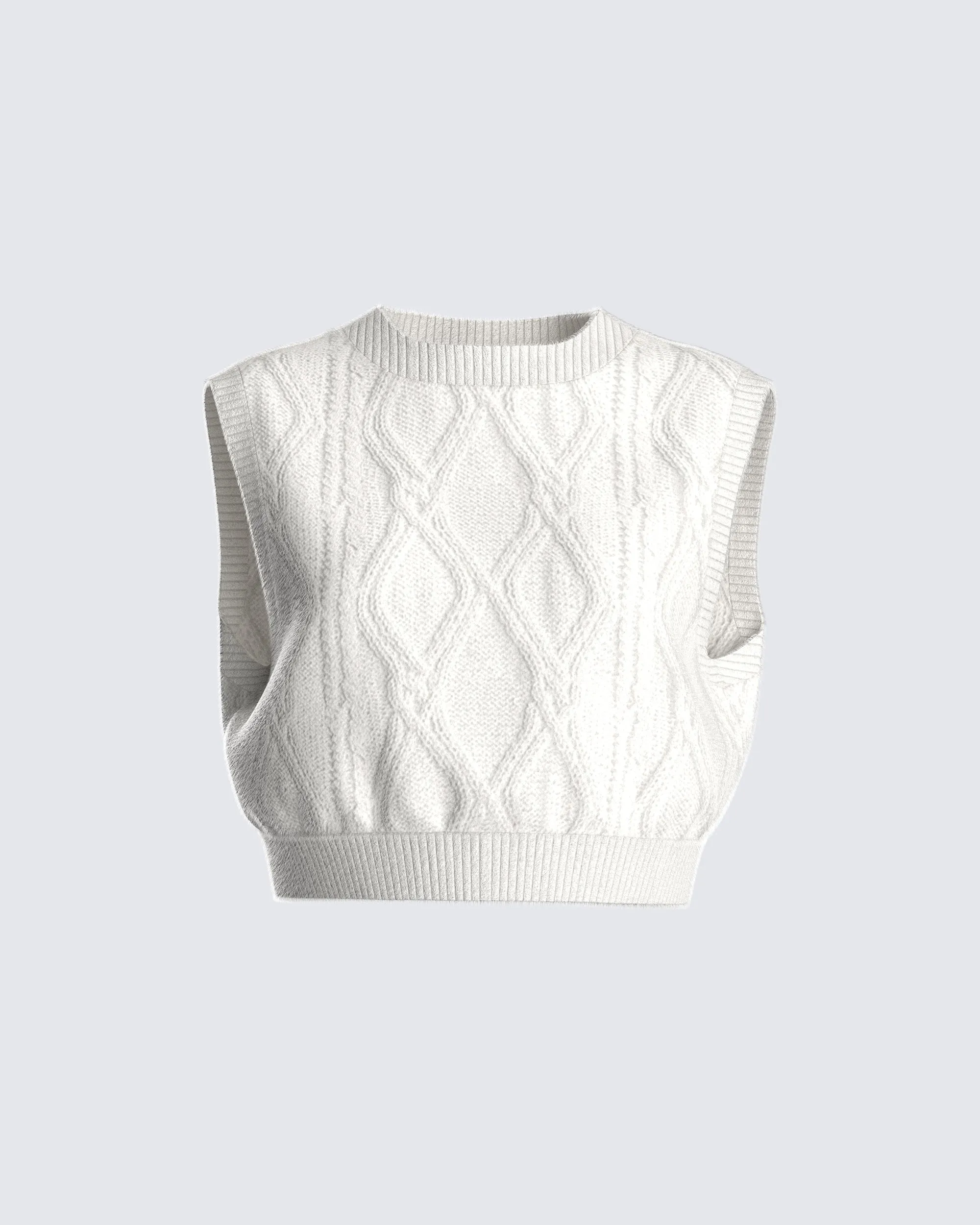 Juno Ivory Cable Knit Sweater Vest sold by Finesse