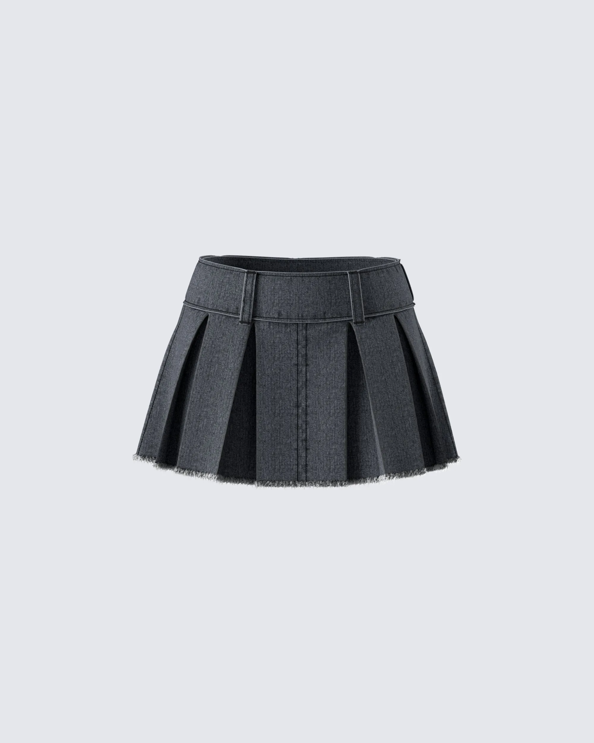 Ismay Black Denim Pleat Skirt sold by Finesse