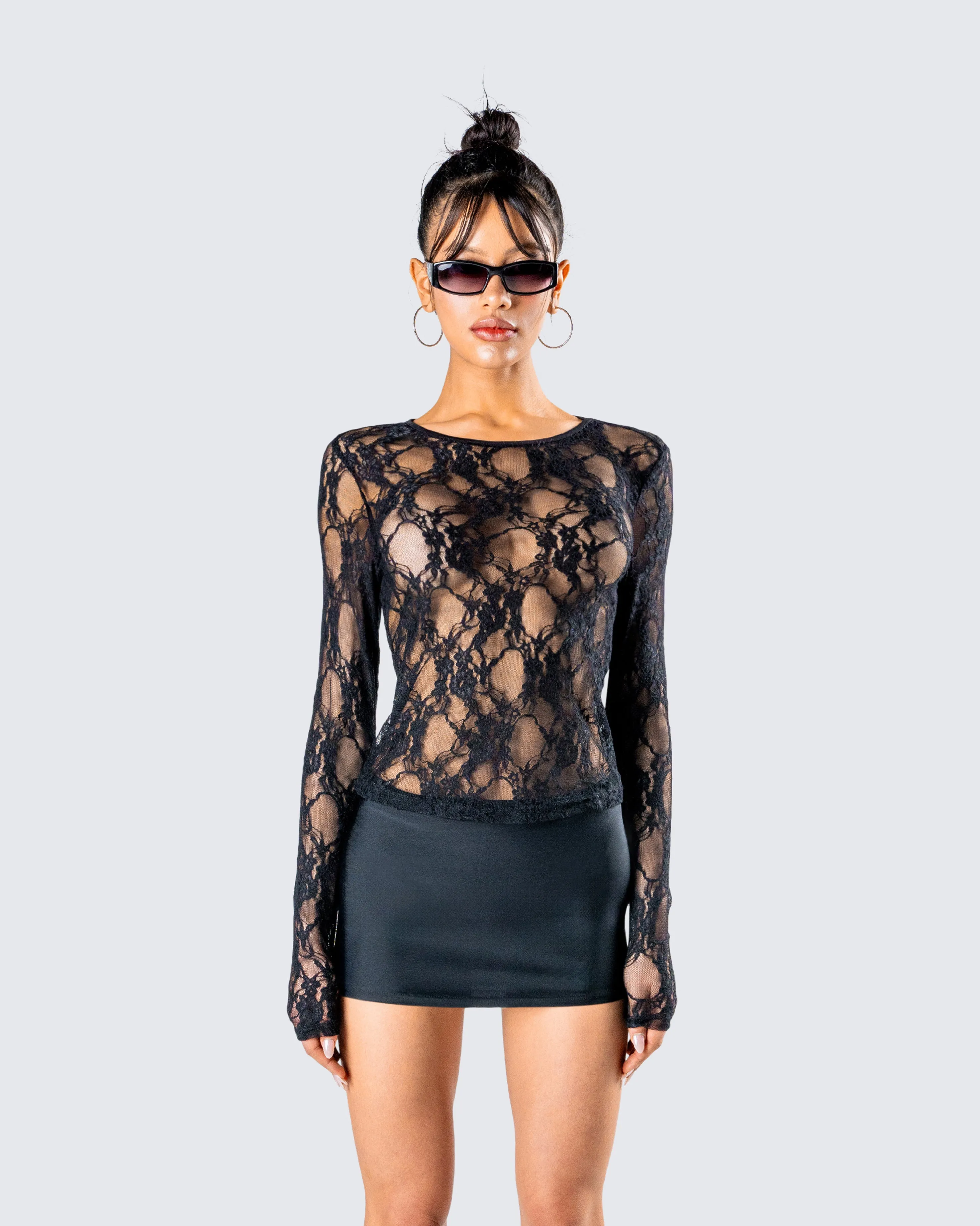 Kaito Black Lace Long Sleeve Top sold by Finesse product image thumbnail 4