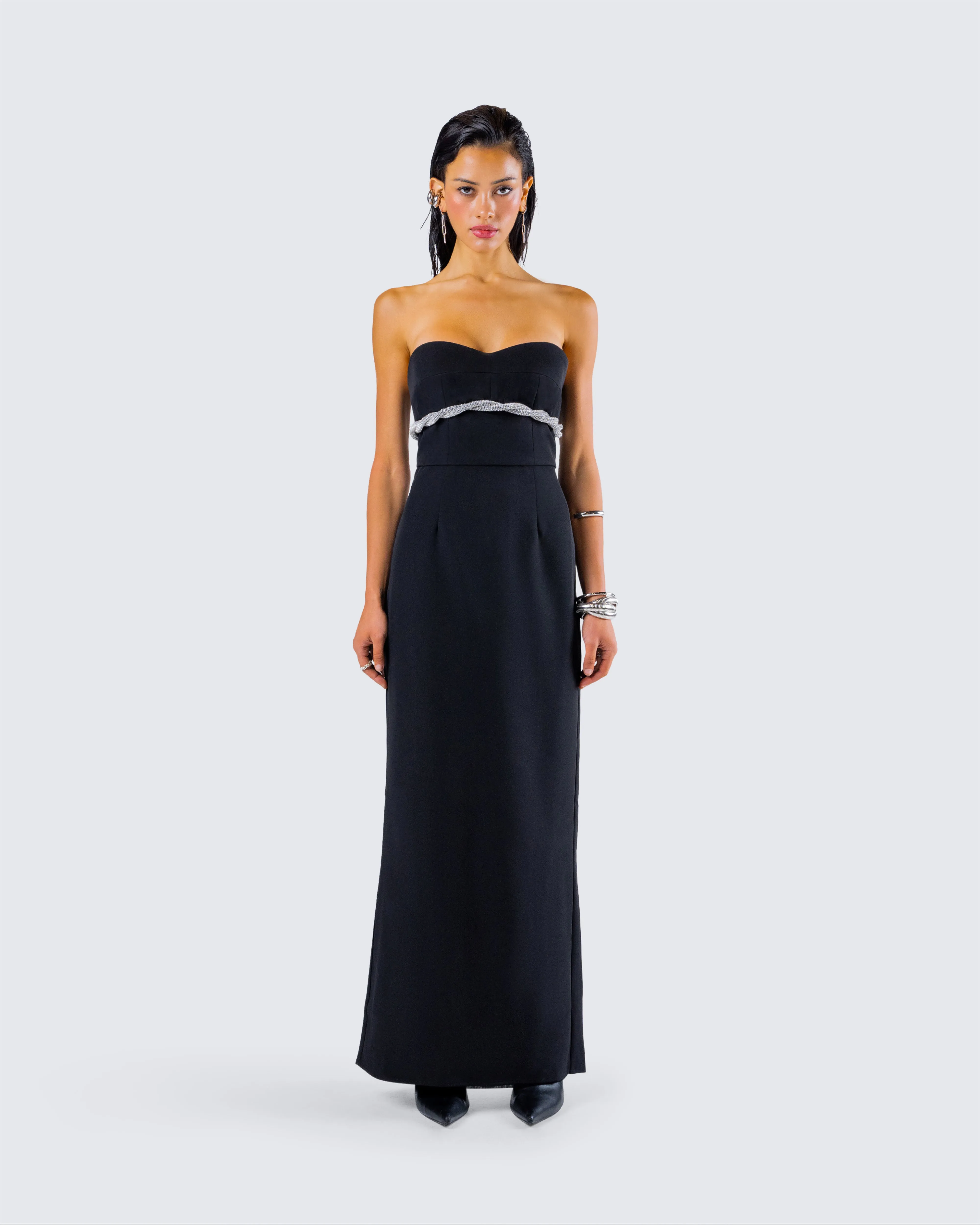 Via Black Crepe Embellished Gown sold by Finesse product image thumbnail 4