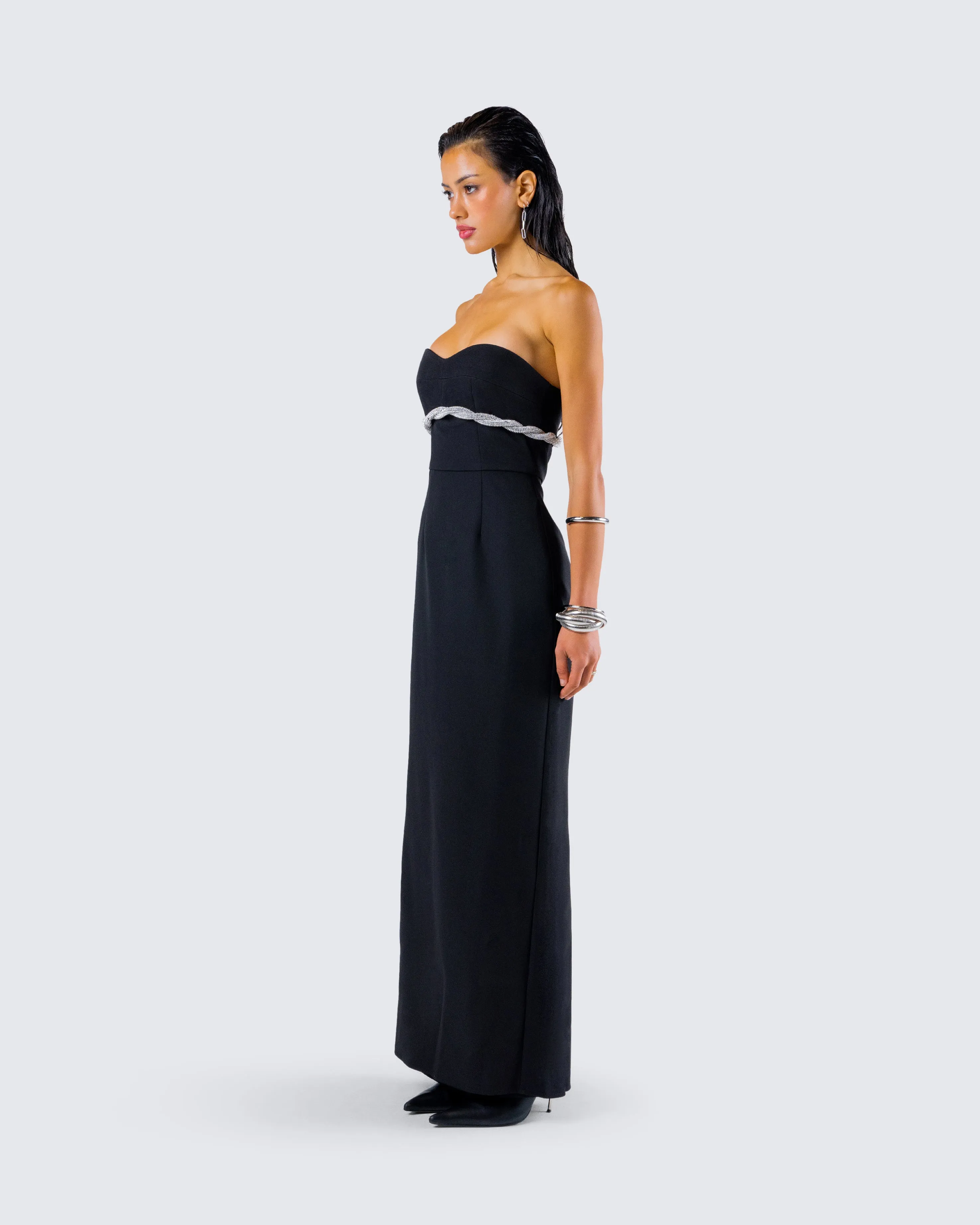 Via Black Crepe Embellished Gown sold by Finesse product image thumbnail 5
