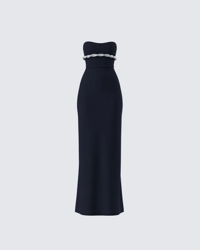 Via Black Crepe Embellished Gown sold by Finesse