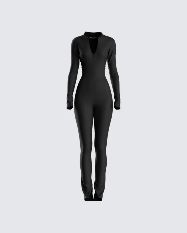 Brianna Black Zip Up Jumpsuit sold by Finesse