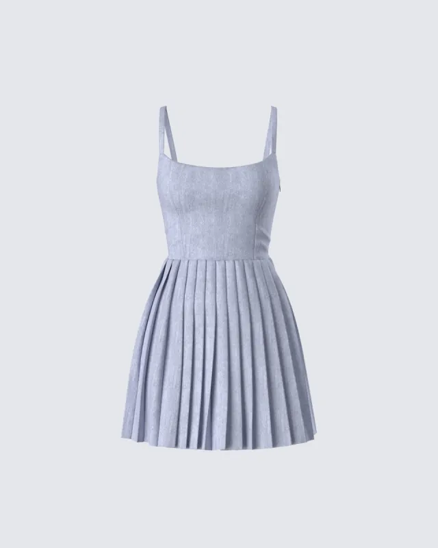 Eudora Grey Pleated Mini Dress sold by Finesse