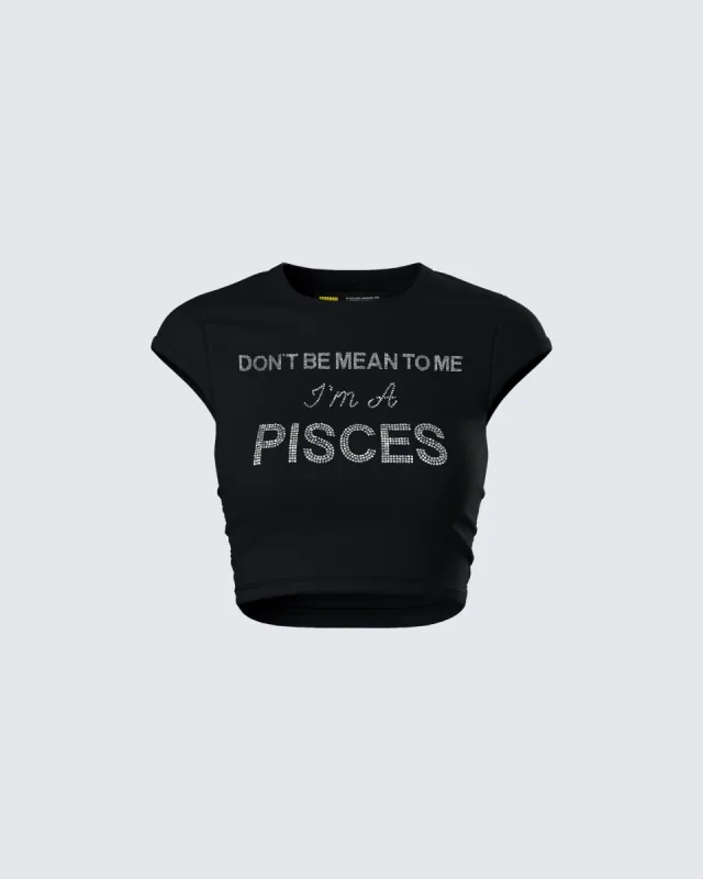Shirin Black Pisces Rhinestone Top sold by Finesse
