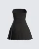 Ali Black Pleated Mini Dress sold by Finesse