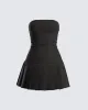 Ali Black Pleated Mini Dress sold by Finesse
