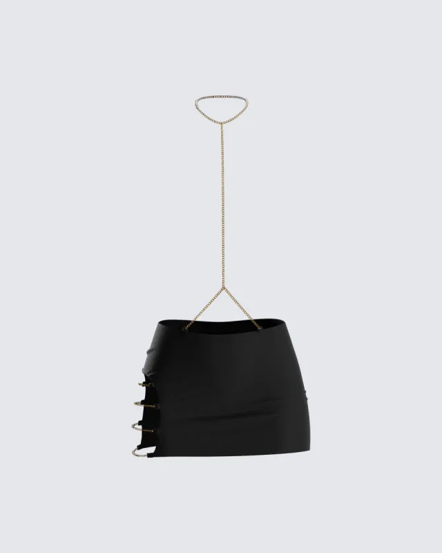Amari Black Chain Mini Skirt sold by Finesse