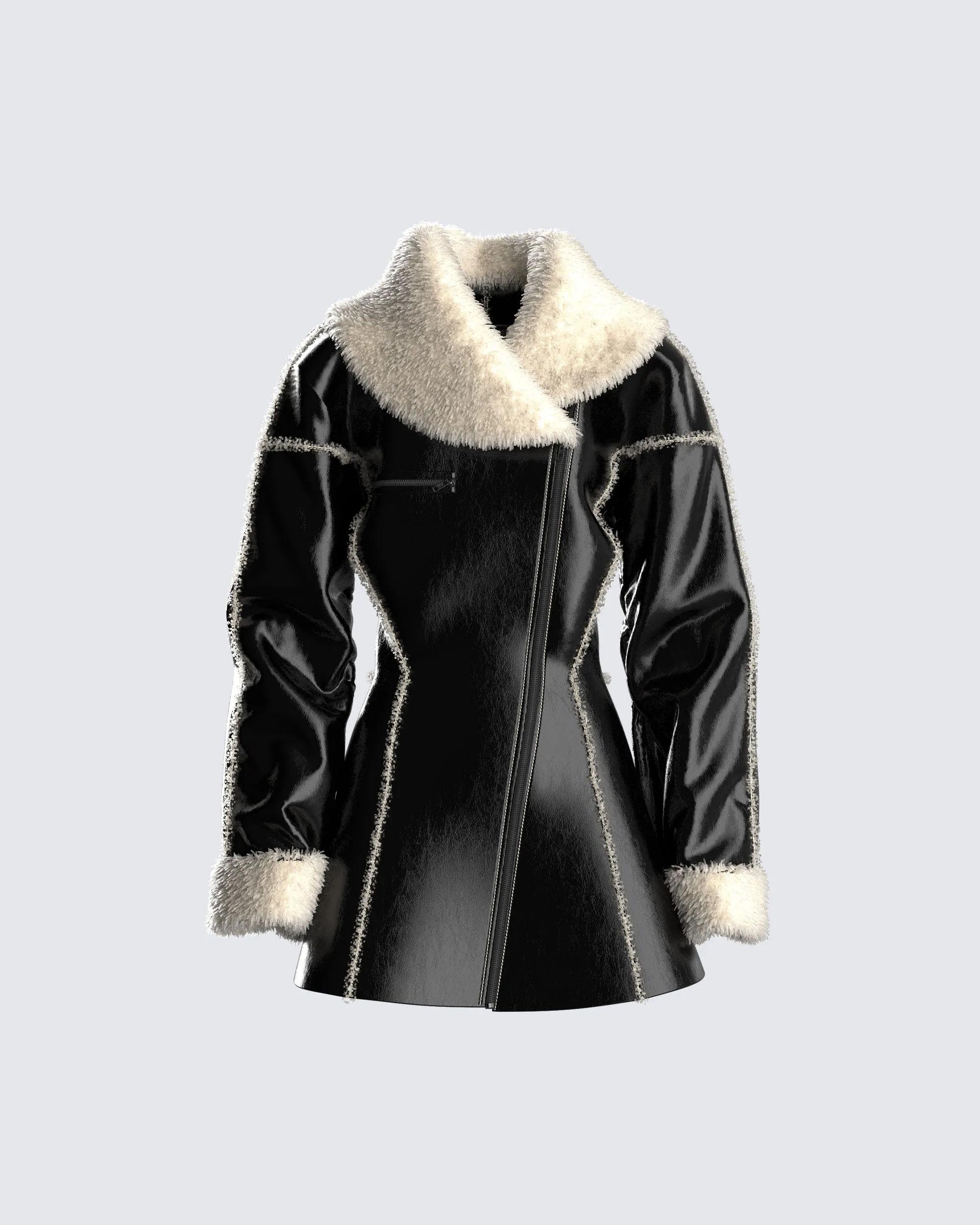 Yoly Black Vegan Leather Coat sold by Finesse