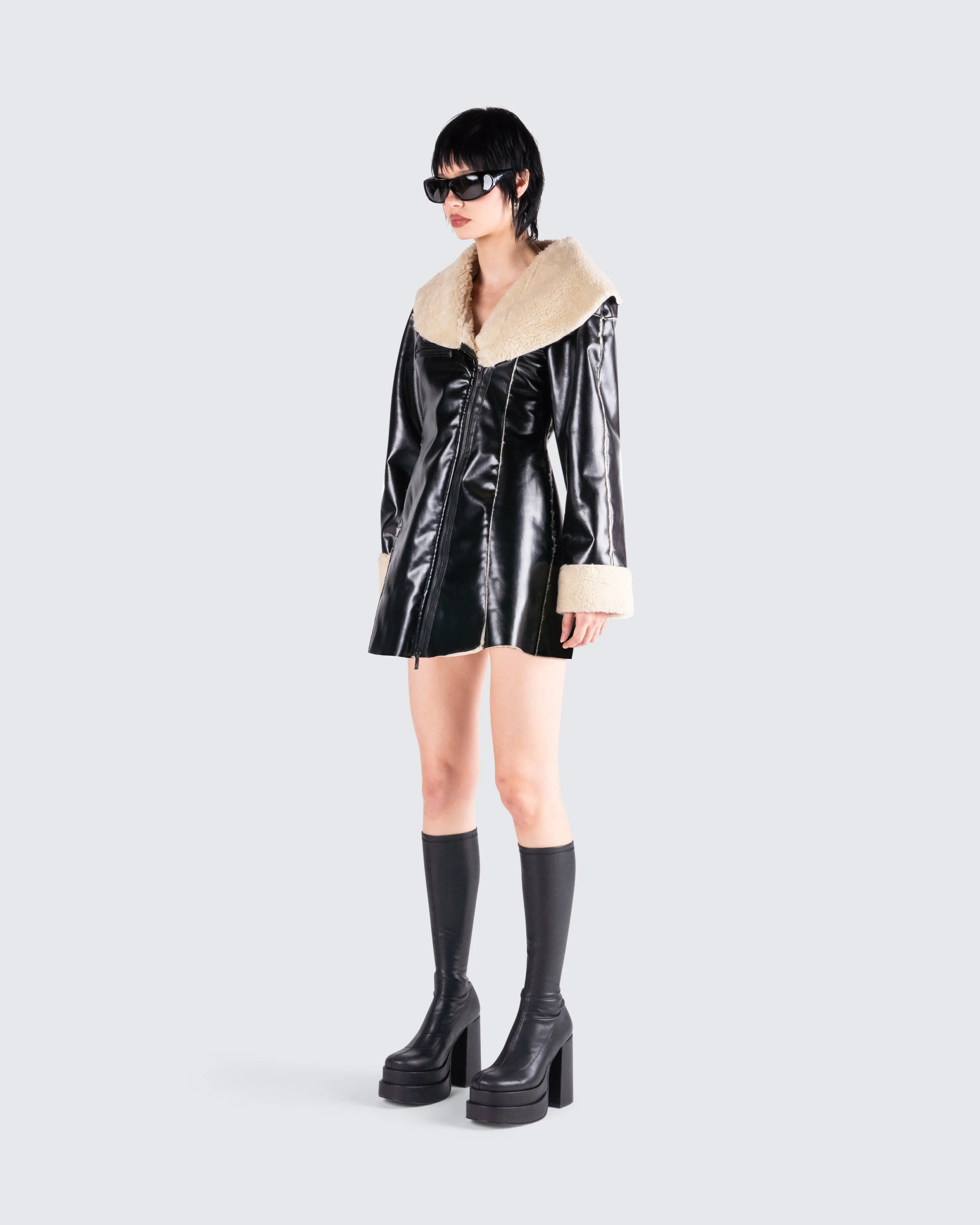 Yoly Black Vegan Leather Coat sold by Finesse product image thumbnail 5