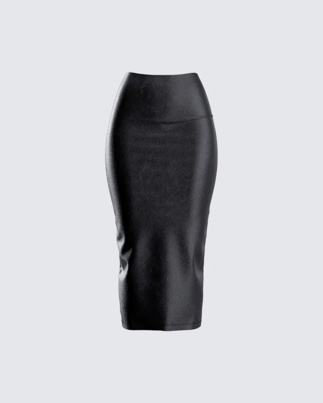 Badu Black Vegan Leather Skirt sold by Finesse