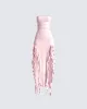 Sadira Pink Strapless Ruffle Dress sold by Finesse