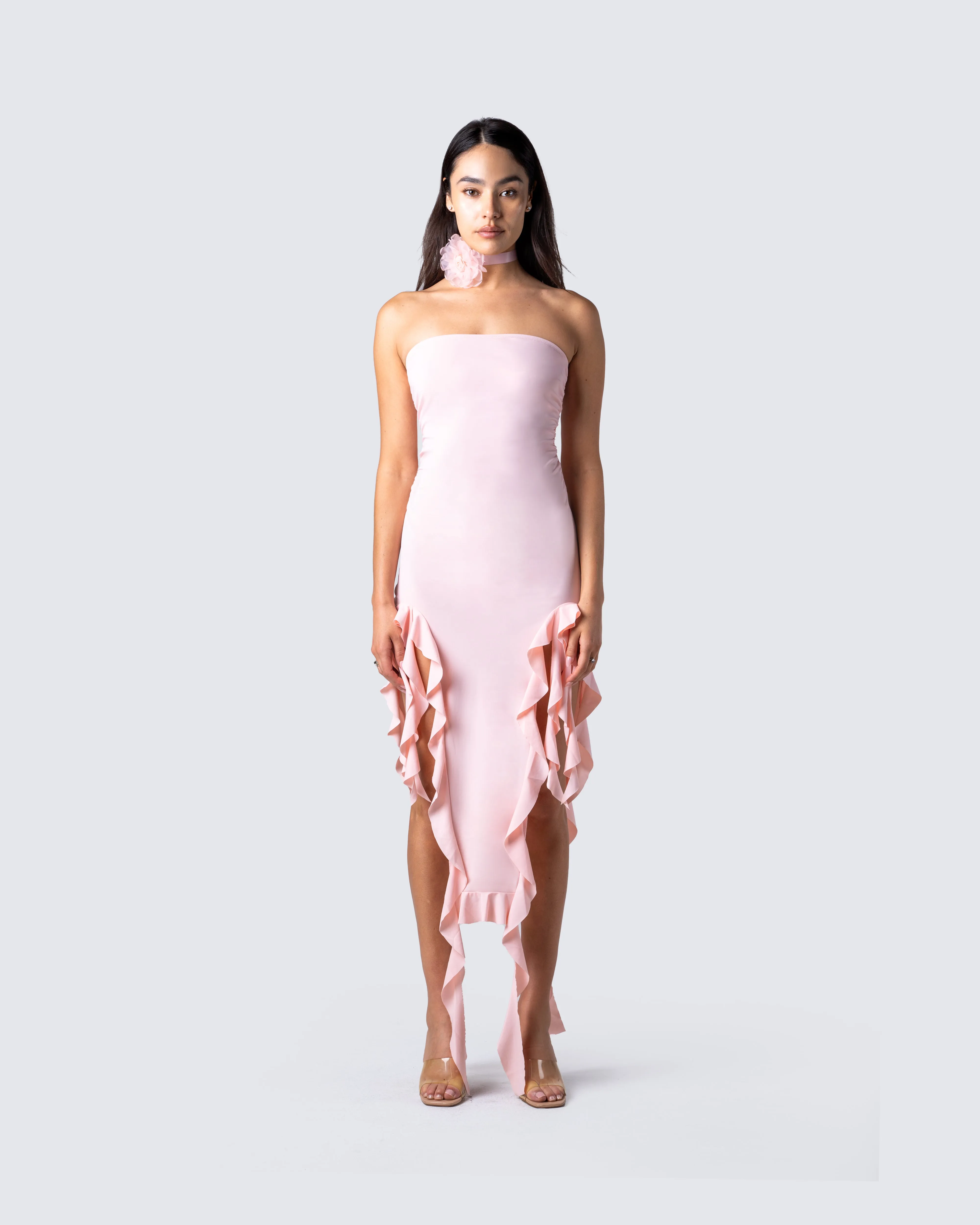 Sadira Pink Strapless Ruffle Dress sold by Finesse product image thumbnail 4