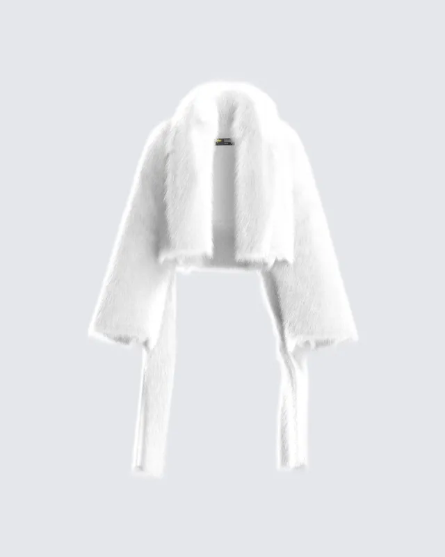 Hollis White Vegan Fur Coat sold by Finesse