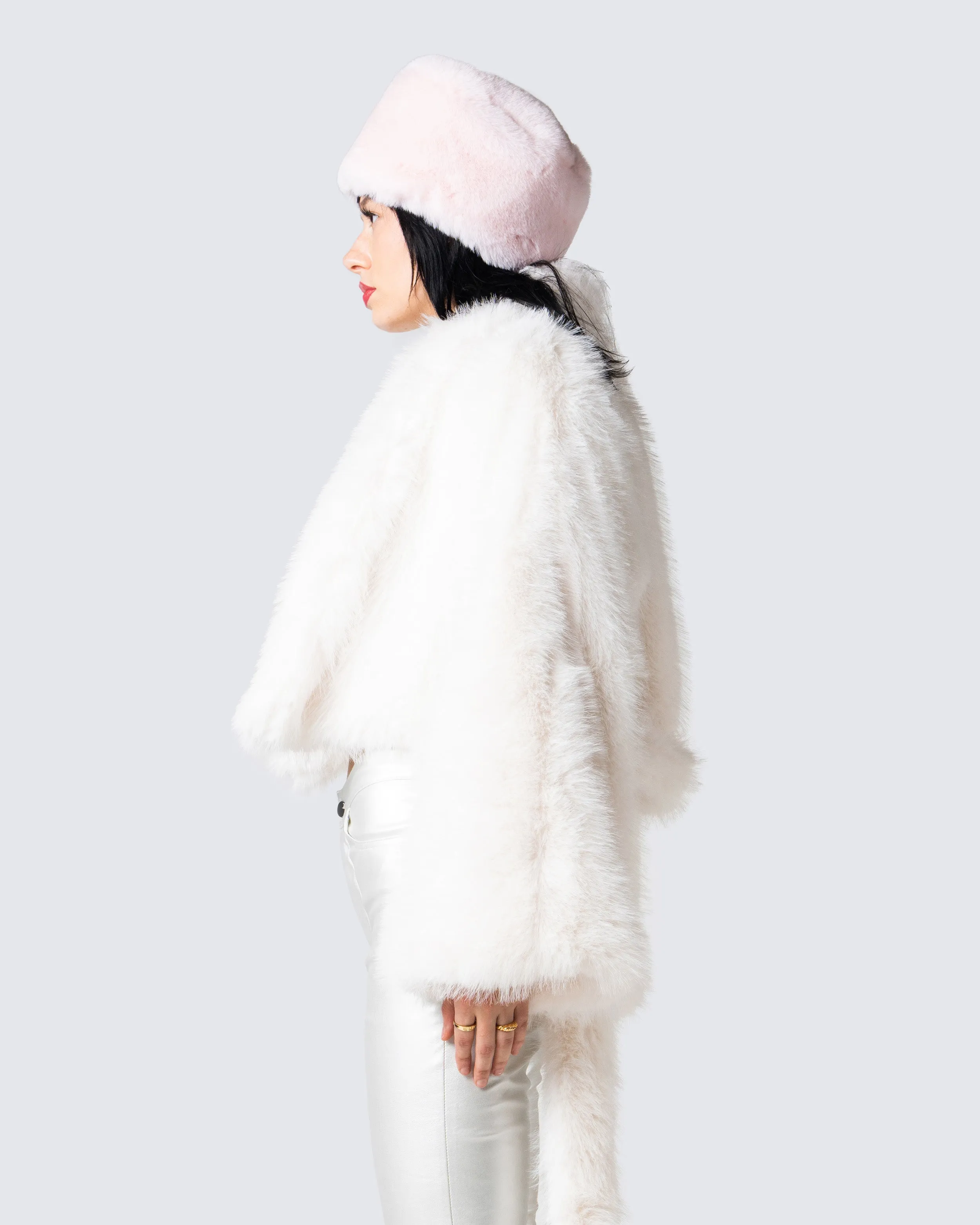 Hollis White Vegan Fur Coat sold by Finesse product image thumbnail 5