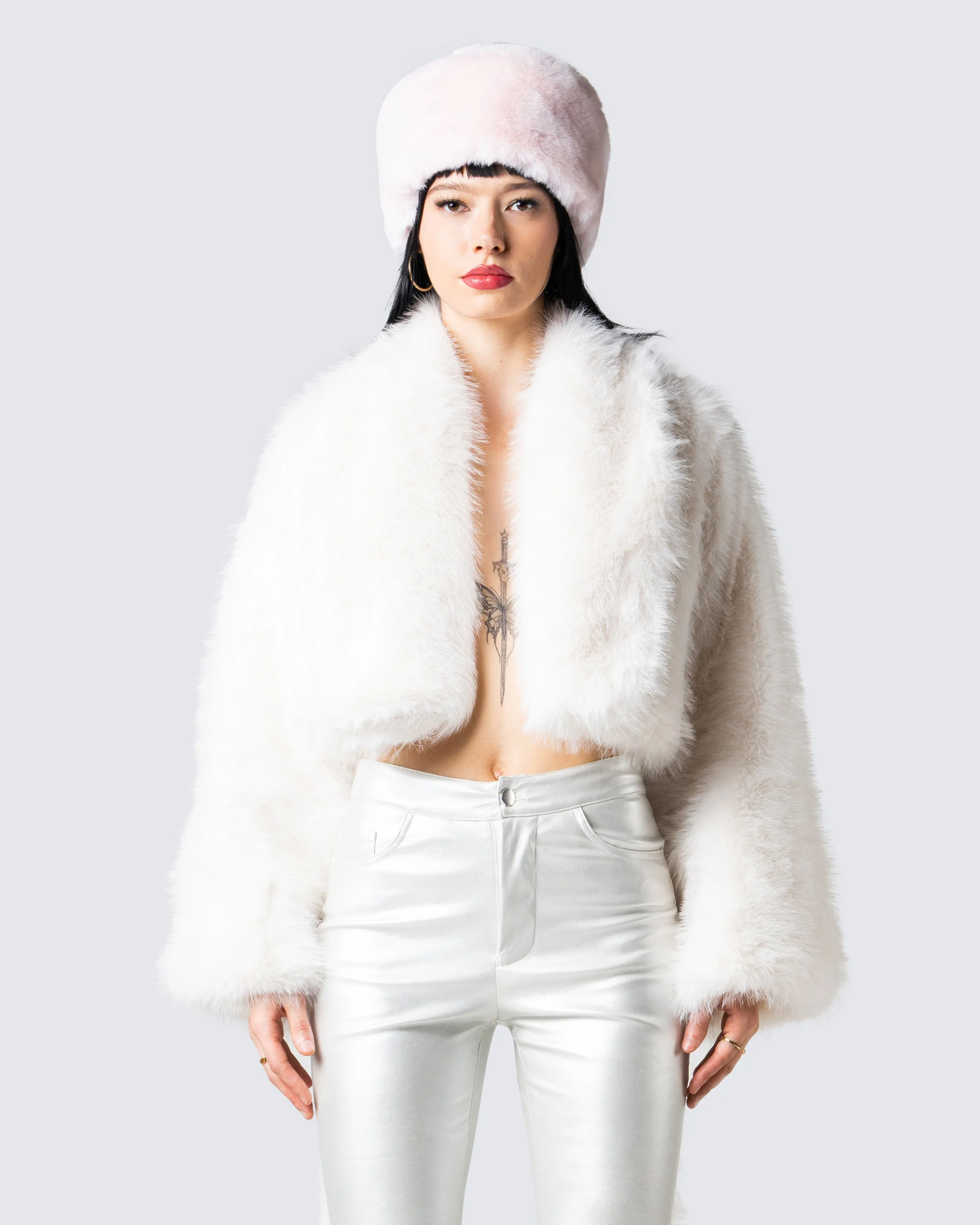 Hollis White Vegan Fur Coat sold by Finesse product image thumbnail 4
