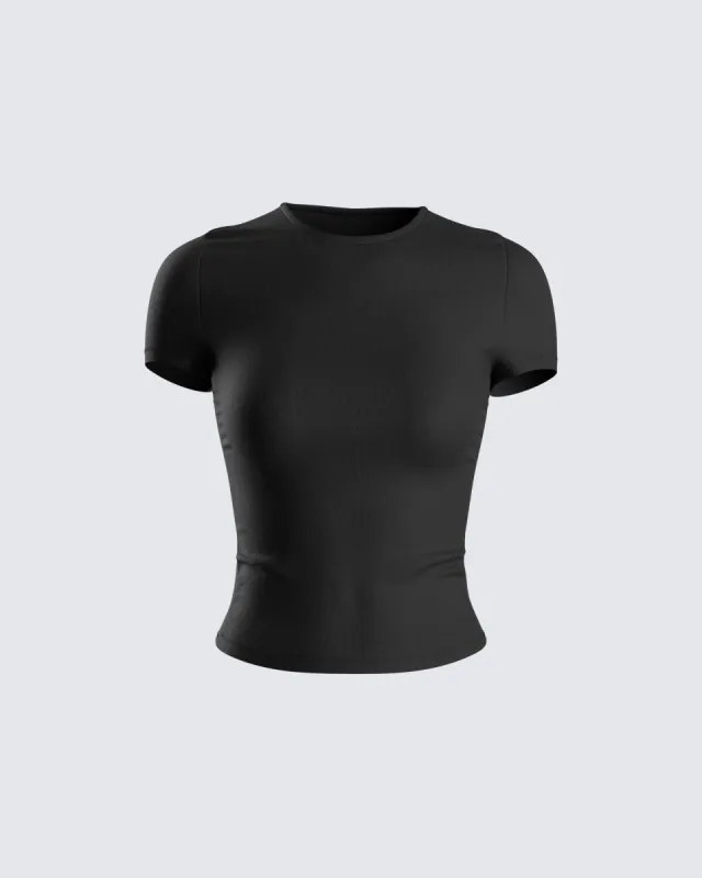 Chell Black Jersey Top sold by Finesse