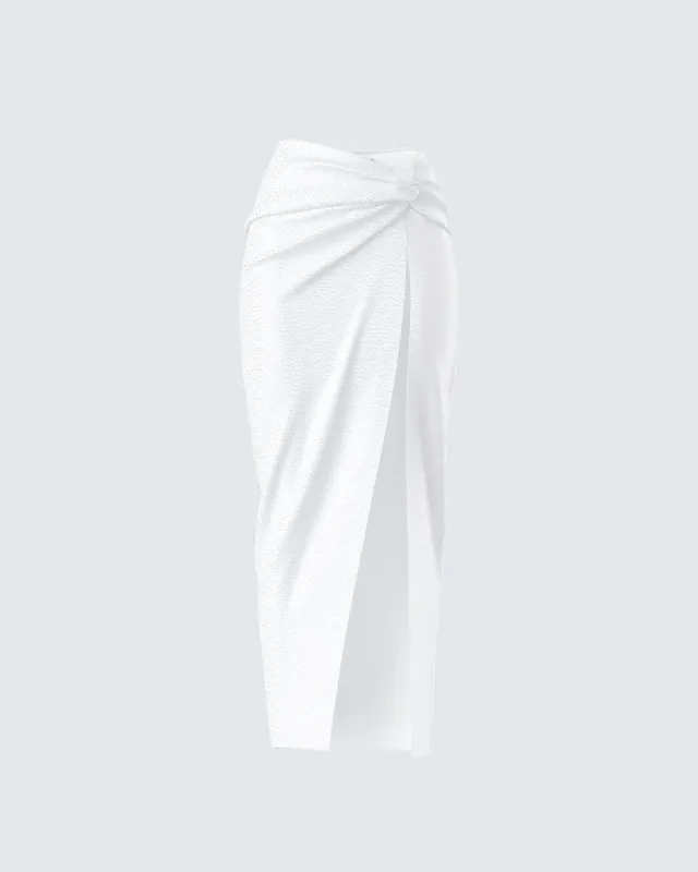 Carly White Beaded Drape Skirt sold by Finesse