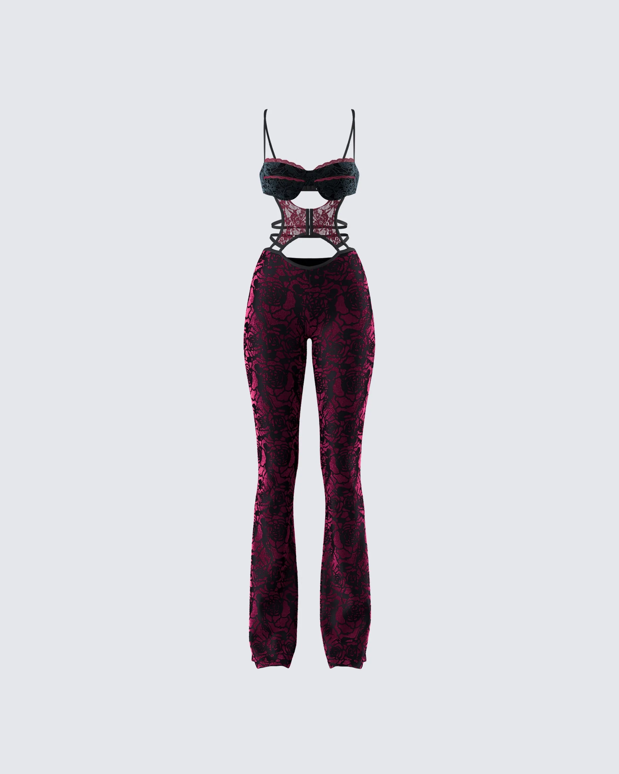 Ami Purple Velvet Burnout Jumpsuit sold by Finesse