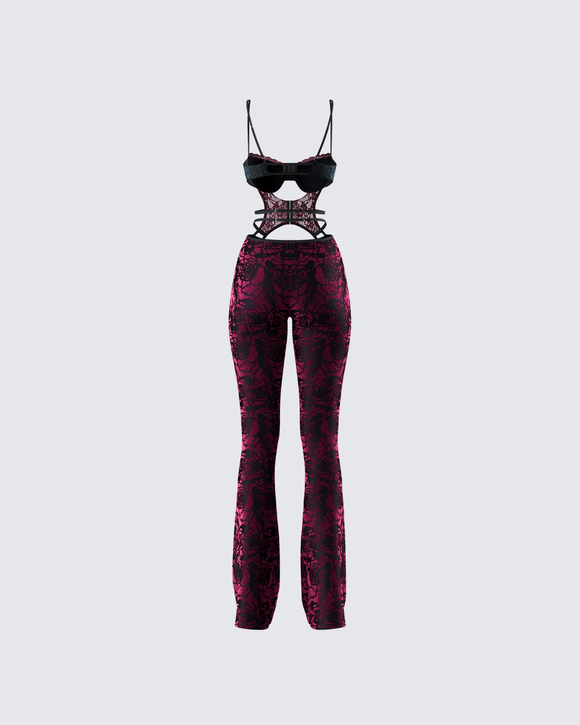 Ami Purple Velvet Burnout Jumpsuit sold by Finesse product image thumbnail 3