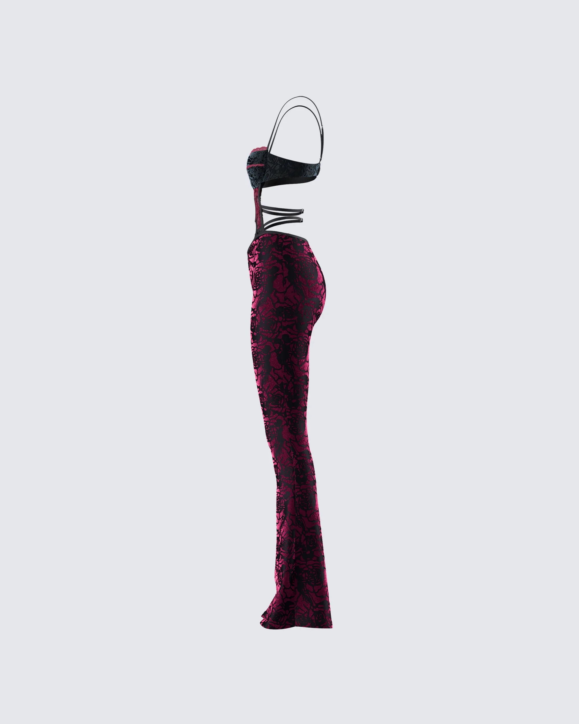 Ami Purple Velvet Burnout Jumpsuit sold by Finesse product image thumbnail 2