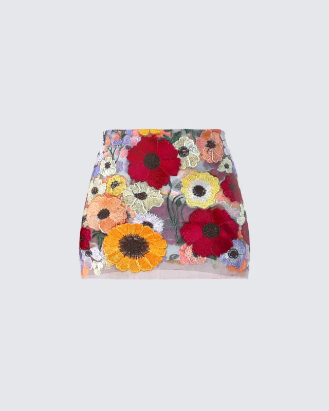 Addie Flower Mini Skirt sold by Finesse