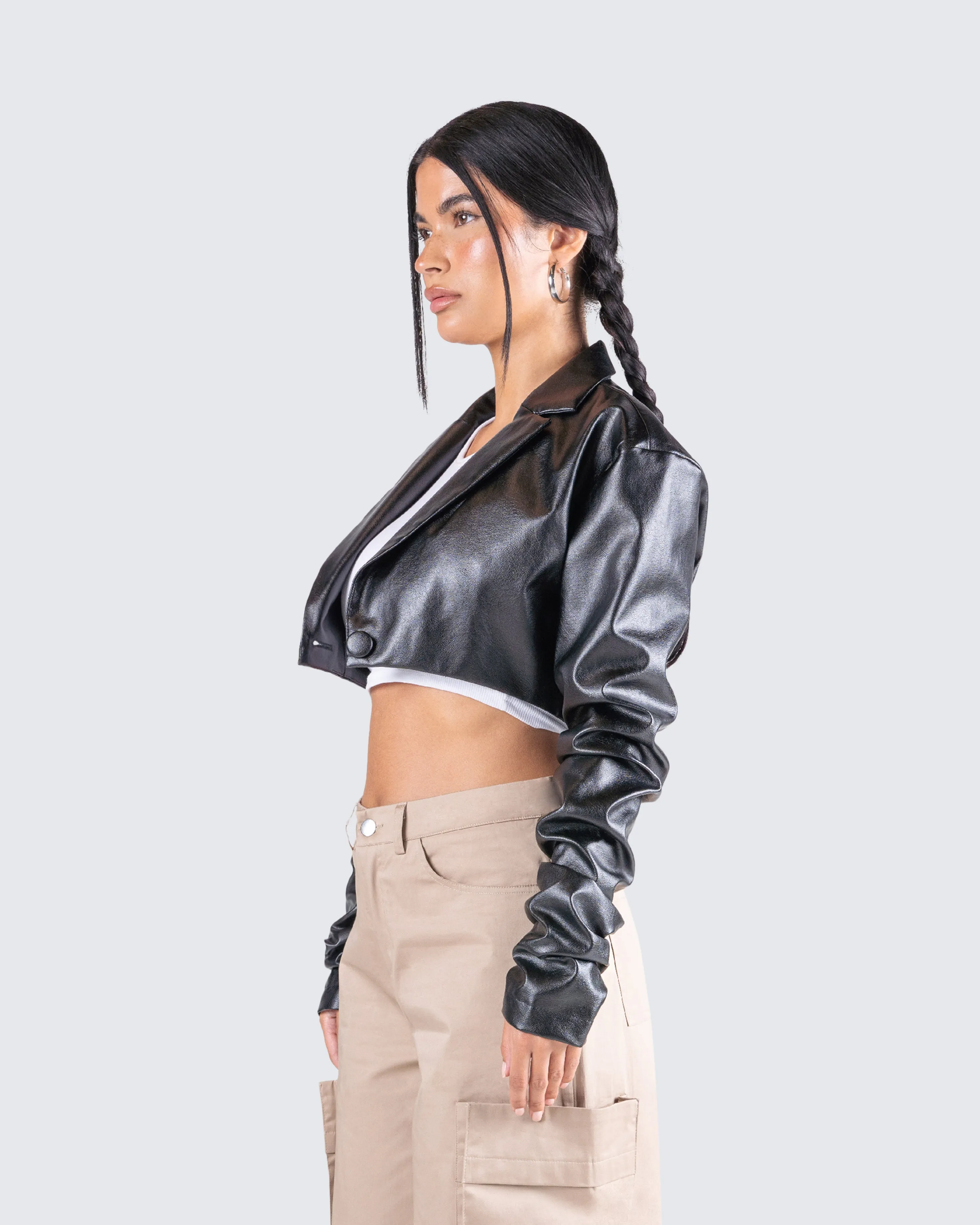 Ryder Black Cropped Jacket sold by Finesse product image thumbnail 5