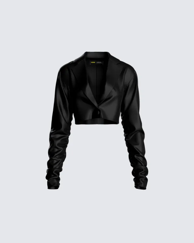 Ryder Black Cropped Jacket sold by Finesse