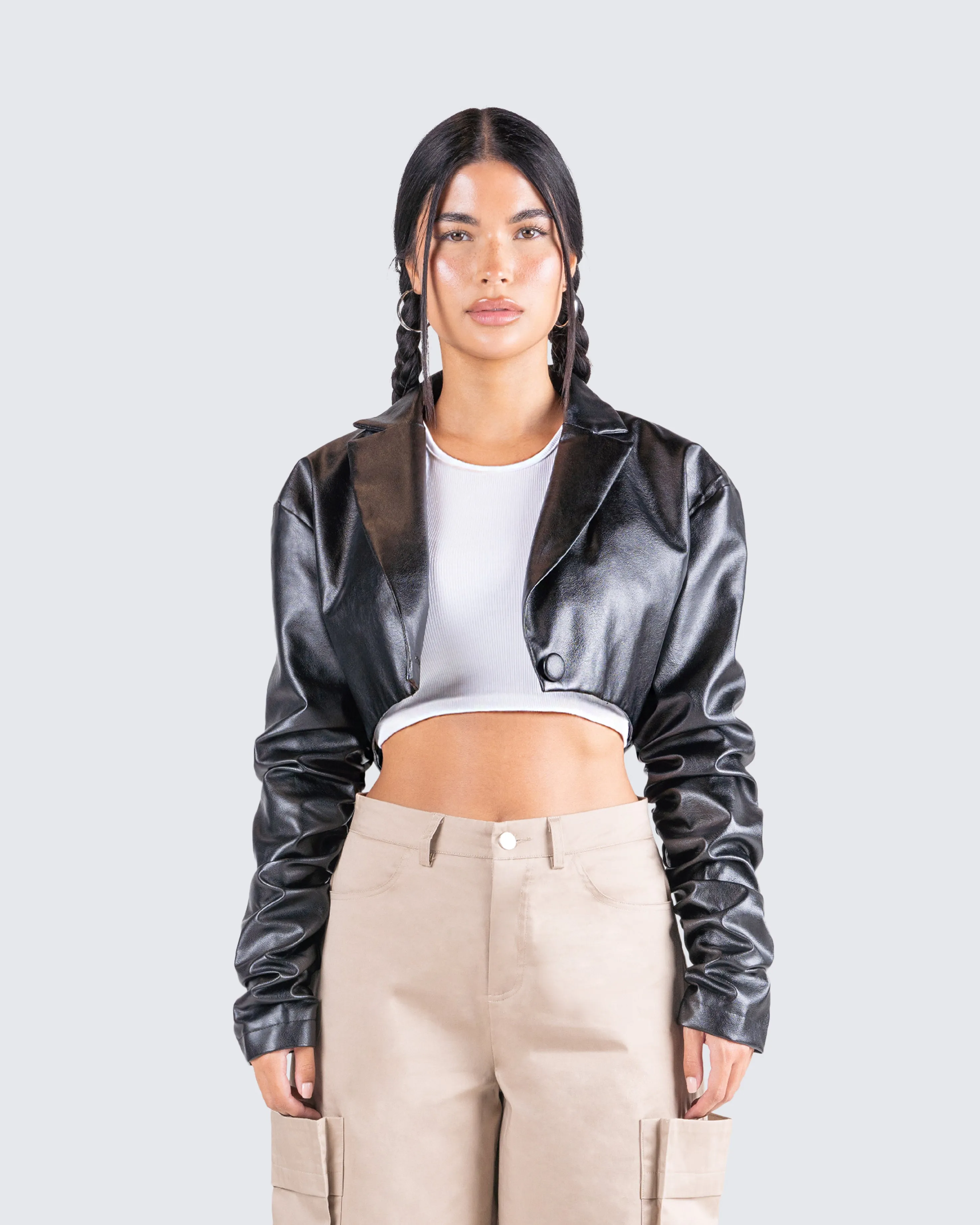 Ryder Black Cropped Jacket sold by Finesse product image thumbnail 4