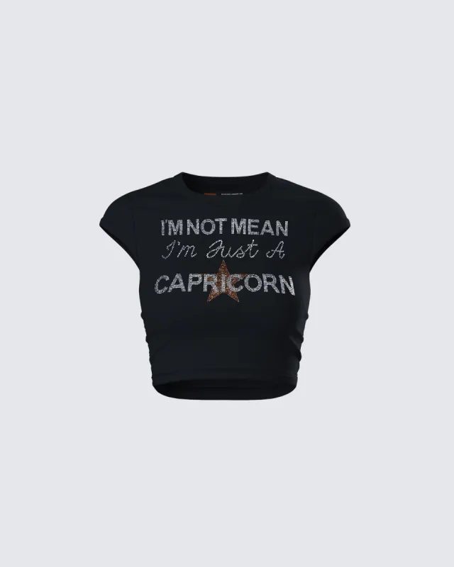 Clea Black Capricorn Graphic Top sold by Finesse