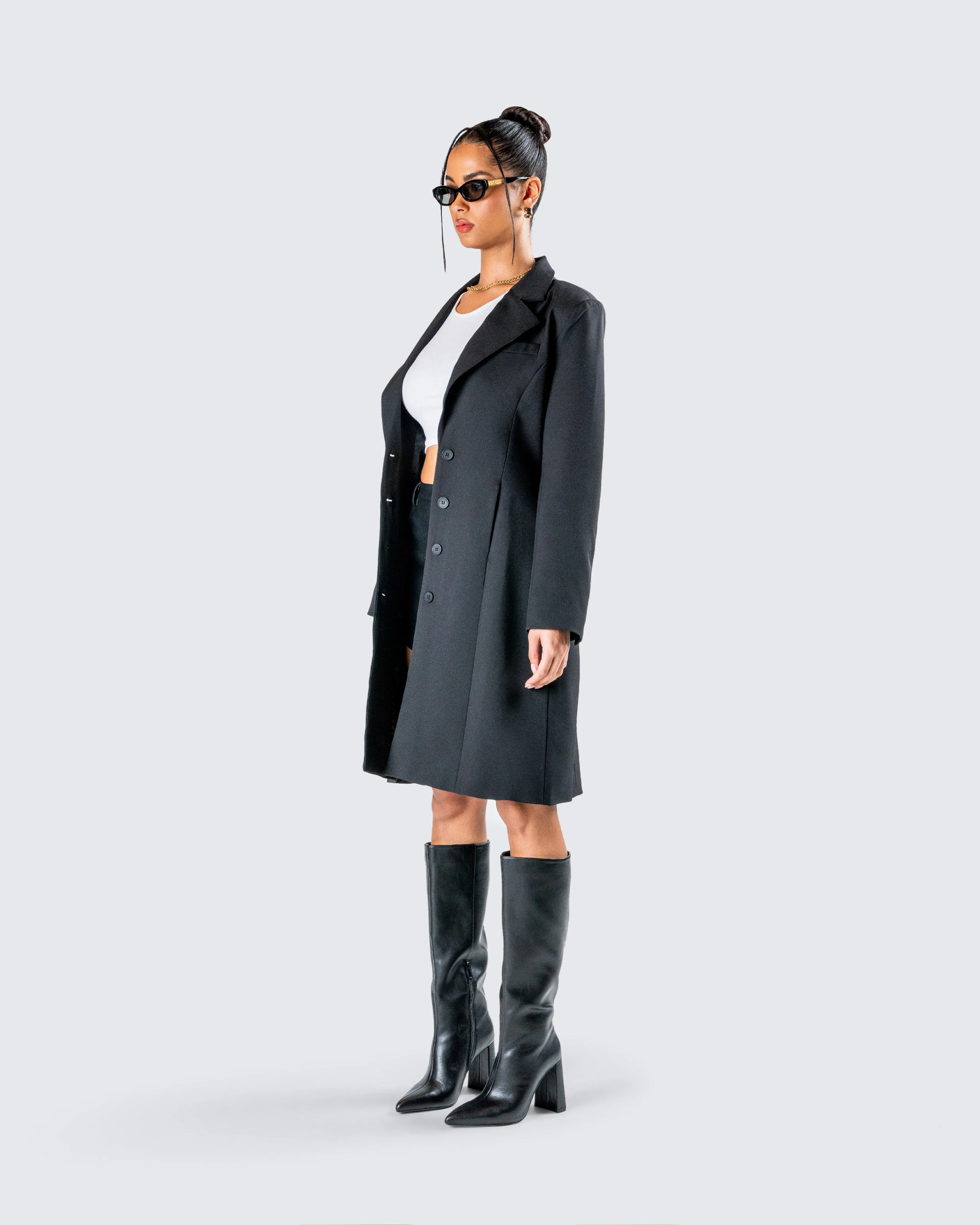 Mackenzie Black Longline Coat sold by Finesse product image thumbnail 5