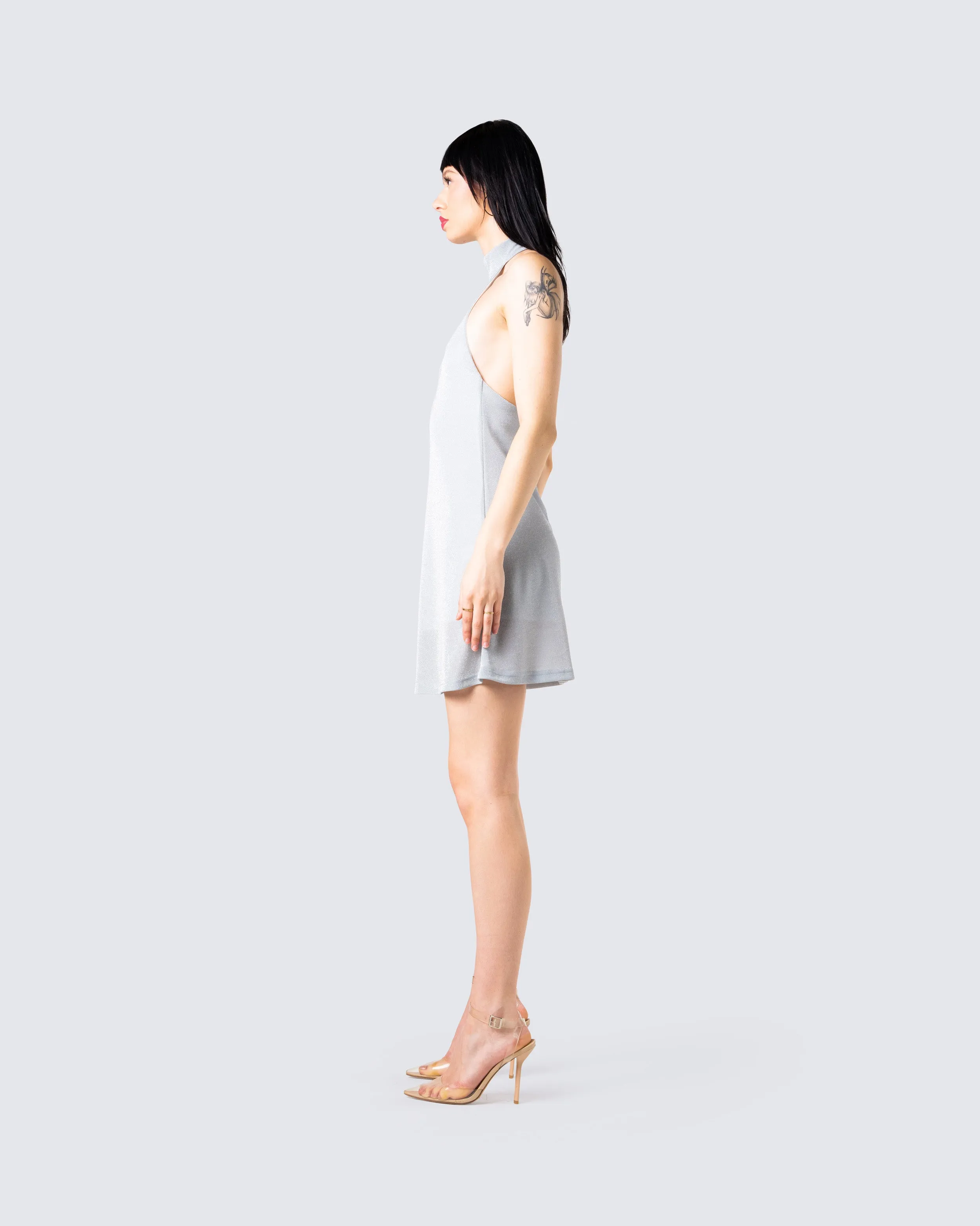 Cinder Grey Halter Mini Dress sold by Finesse product image thumbnail 5