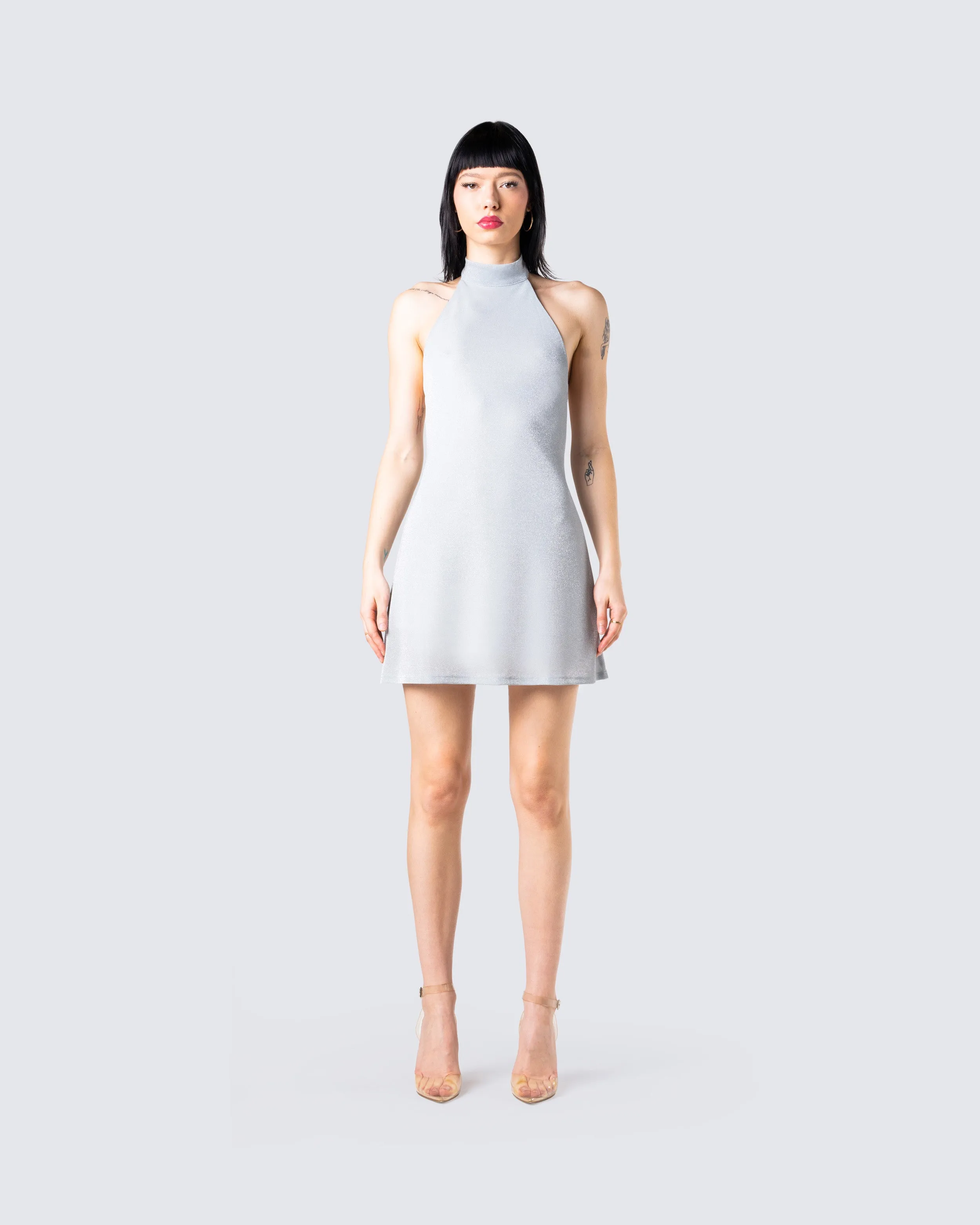Cinder Grey Halter Mini Dress sold by Finesse product image thumbnail 4